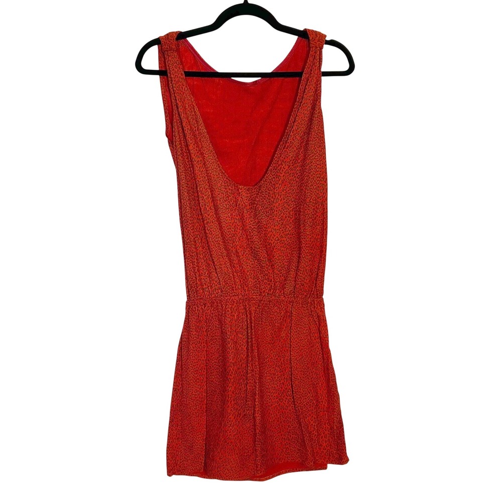 Vintage 80's VAKKO New York Red Leopard print Suede Blouson Mini Dress XS USA - Picture 2 of 8
